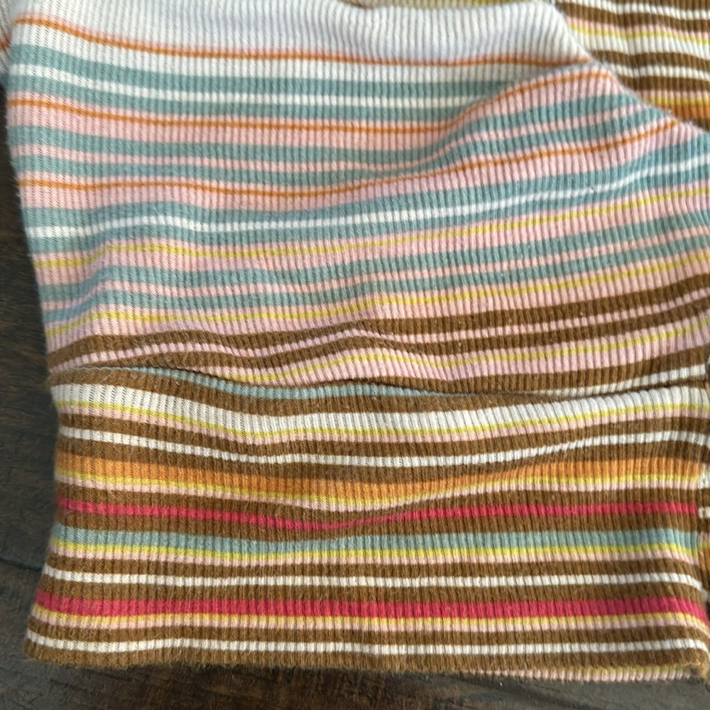Striped Ribbed Button-Front Crop Top - Multi - Picture 3 of 3